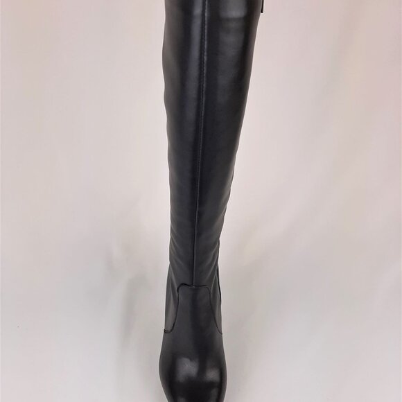 Basic Black Leather Heeled Boots - Picture 4 of 9